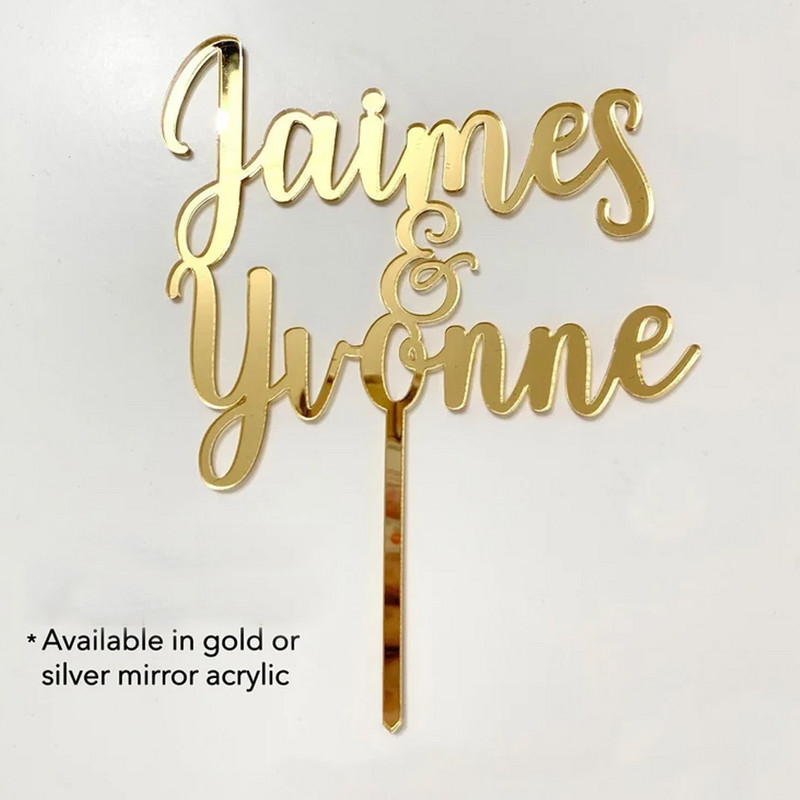Decor personalizat pentru tort, cu oglindă acrilice, cu scrisoare, cu nume și data personalizate, decorare pentru nuntă, auriu, la mulți ani