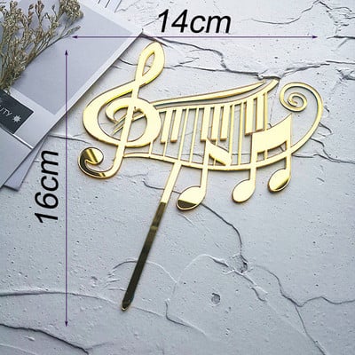 Klaverimuusika teema Akrüülist koogitops Noodid Palju õnne sünnipäevaks Torditops peotarbed Kook meisterdage tarvikud