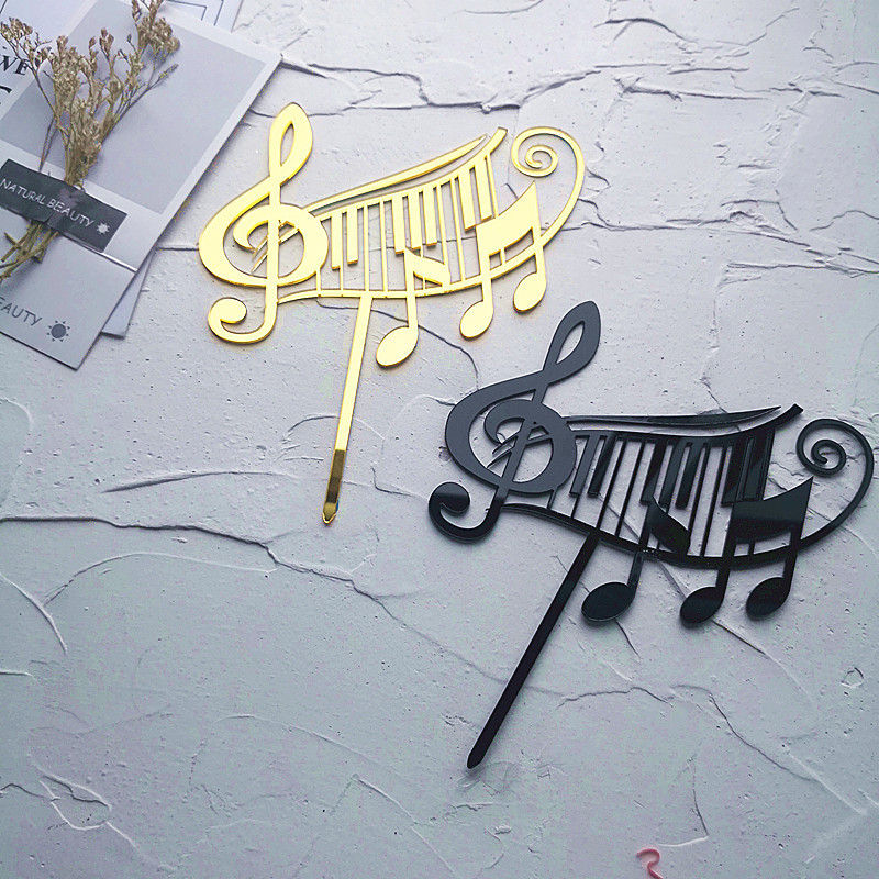 Klaverimuusika teema Akrüülist koogitops Noodid Palju õnne sünnipäevaks Torditops peotarbed Kook meisterdage tarvikud