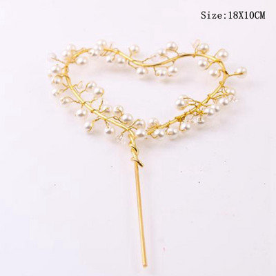 Metal Pearl Princess Crown Cake Topper Perle artificiale Toc de cap pentru nunta Tort Decorat Baby Shower Birthday Topper Handmade