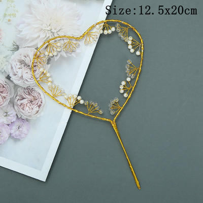 Metal Pearl Princess Crown Cake Topper Perle artificiale Toc de cap pentru nunta Tort Decorat Baby Shower Birthday Topper Handmade