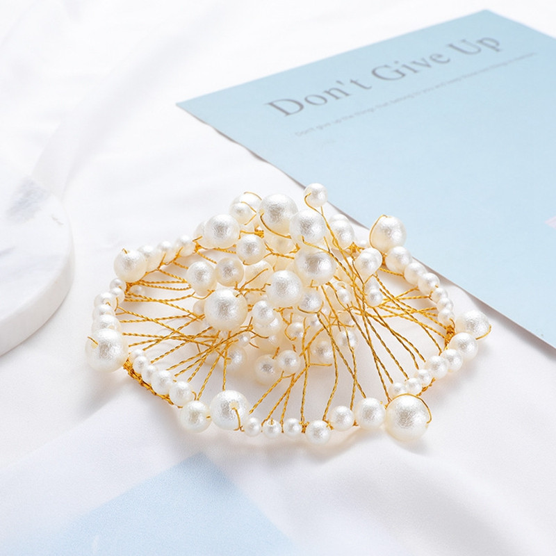 Metal Pearl Princess Crown Cake Topper Perle artificiale Toc de cap pentru nunta Tort Decorat Baby Shower Birthday Topper Handmade