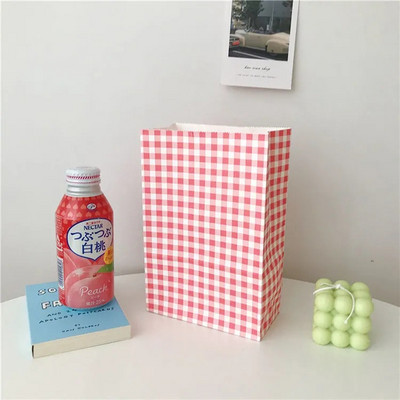 Pungă de hârtie kraft în carouri, 5/8 buc., pungă de hârtie pentru gustări, biscuiți, dulciuri, pungă de hârtie pentru organizare acasă, pungă de hârtie pentru împachetat cadouri de Crăciun