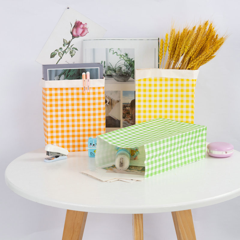 Pungă de hârtie kraft în carouri, 5/8 buc., pungă de hârtie pentru gustări, biscuiți, dulciuri, pungă de hârtie pentru organizare acasă, pungă de hârtie pentru împachetat cadouri de Crăciun