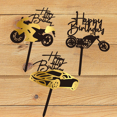 Ακρυλικά Happy Birthday Cake Toppers Motorcycle Topper Cake Topper Kids Car Cake Decoration Party Baking DIY Decor