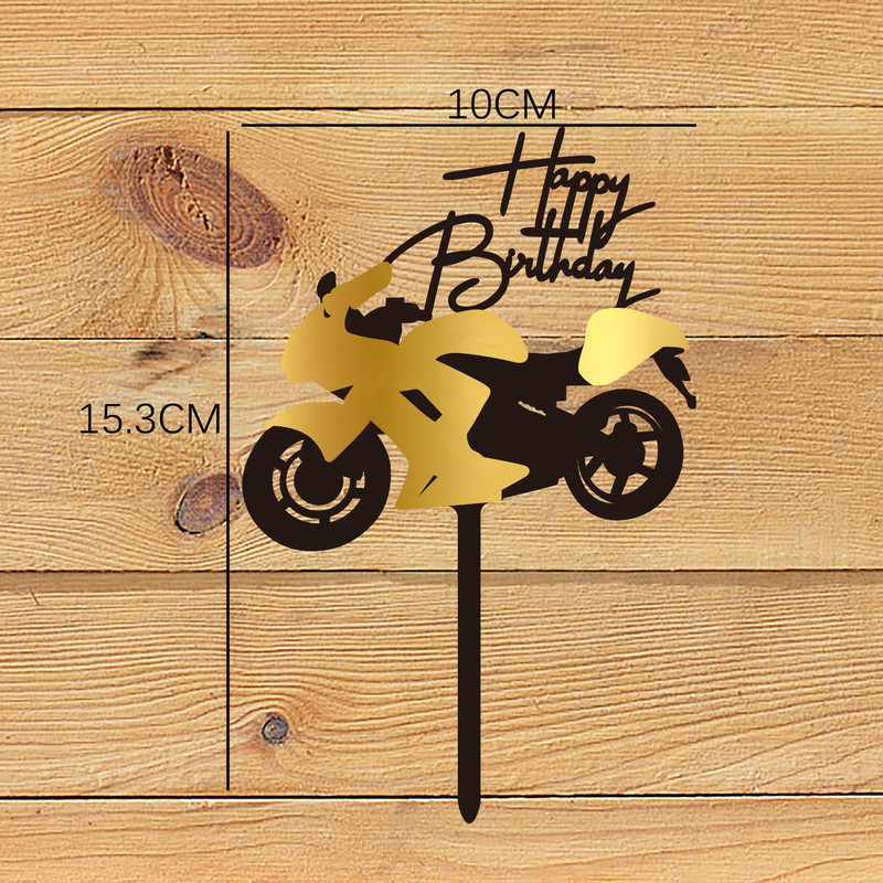 Decor acrilic pentru tort La mulți ani, Topper pentru motocicletă, Decor pentru tort, pentru copii, pentru mașină, pentru petrecere, pentru coacere, decor DIY