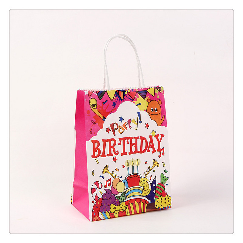 Papirnata vrećica od 6 komada za sretan rođendan s ručkom, slatkiši, kolačići, platnena vrećica za iznenađenje za prijatelje, djecu, djecu
