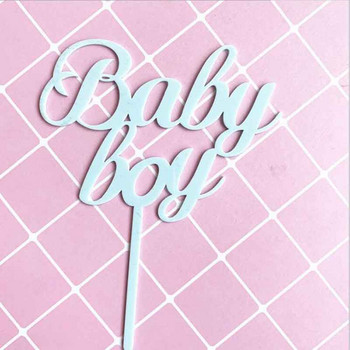 Baby Girl baby boy Cake Toppers Flags Kids Happy Birthday Розово синьо злато Cupcake Topper Wedding Bride Party Baby Shower Decor