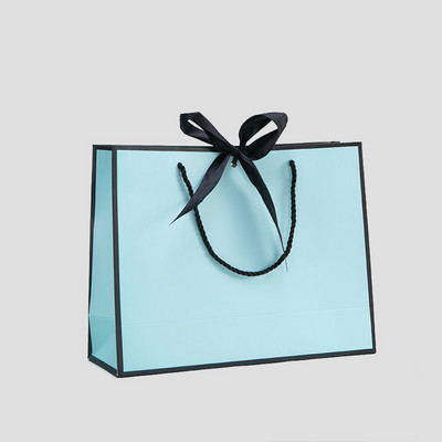 10 τμχ Μεγάλη λευκή χάρτινη τσάντα συσκευασίας Kraft Χαρτί τσάντα δώρου ενδυμάτων με λαβές Μικρή τσάντα αγορών από μαύρο χαρτί