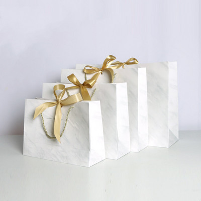 10 τμχ Μεγάλη λευκή χάρτινη τσάντα συσκευασίας Kraft Χαρτί τσάντα δώρου ενδυμάτων με λαβές Μικρή τσάντα αγορών από μαύρο χαρτί