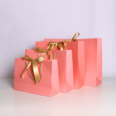 10 τμχ Μεγάλη λευκή χάρτινη τσάντα συσκευασίας Kraft Χαρτί τσάντα δώρου ενδυμάτων με λαβές Μικρή τσάντα αγορών από μαύρο χαρτί