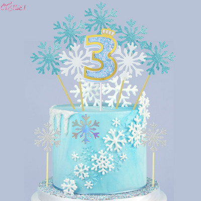 20/50 τμχ Cute SnowFlake Cake Topper Cupcake Toppers For Christmas Baby Shower Wedding Party Glitter Cakes Αξεσουάρ διακόσμησης