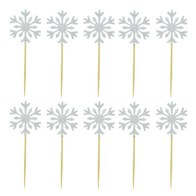20/50 de bucăți drăguț pentru tort cu fulgi de zăpadă, pentru cupcake, pentru Crăciun, baby shower, petrecere de nuntă, accesorii de decor pentru prăjituri cu sclipici