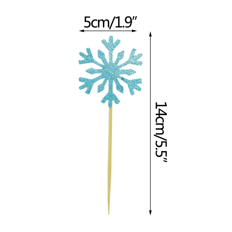 20/50 de bucăți drăguț pentru tort cu fulgi de zăpadă, pentru cupcake, pentru Crăciun, baby shower, petrecere de nuntă, accesorii de decor pentru prăjituri cu sclipici