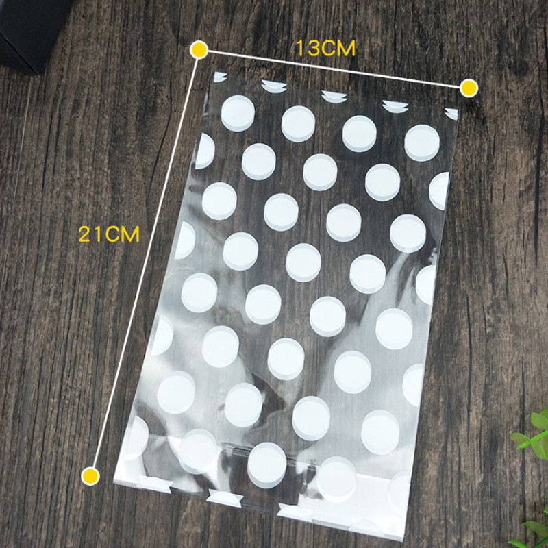 25 tk läbipaistev täpiline pakendikott, lame suu tsellofaanist komm West Pointi küpsisekott Opp kott küpsetuspaketi peotarbed