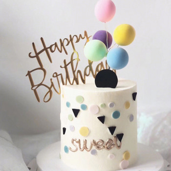 8Pcs/set Colorful Ball Bundle Глинени балони Cake Topper Creative Cupcake Card Flag Birthday Party Baby Shower Dessert Decoration