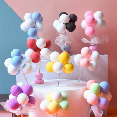 8Pcs/set Colorful Ball Bundle Глинени балони Cake Topper Creative Cupcake Card Flag Birthday Party Baby Shower Dessert Decoration
