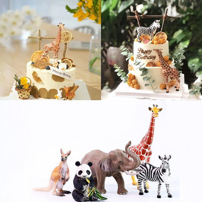 Animals Cake Giraffe Lion Elephant Cake Topper Baby Shower 1st Birthday Decor Forest Jungle Safari Party Theme