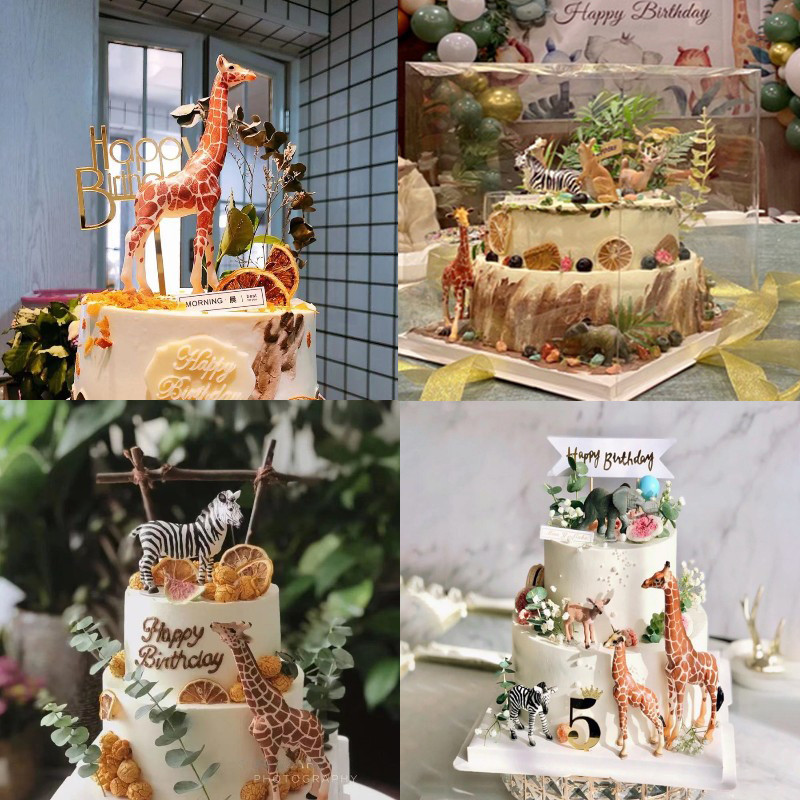Životinje Torta Žirafa Lav Slon Prekrivač za tortu Baby Shower Dječji 1. rođendan Dekoracija Šuma Jungle Safari Tema za zabavu