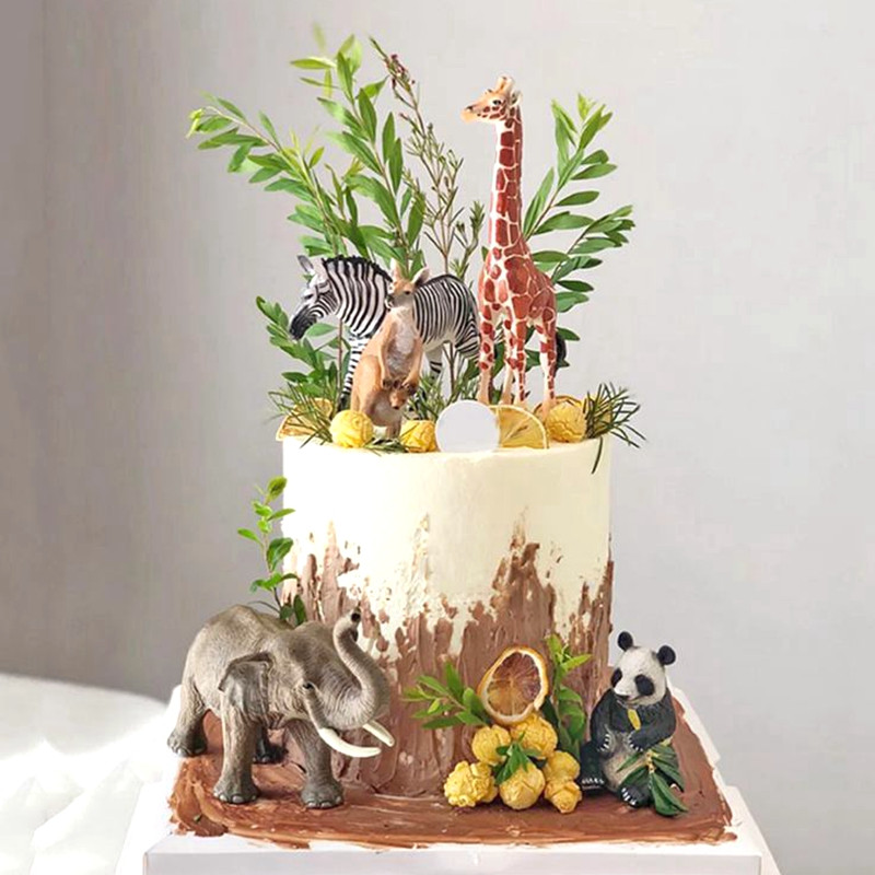 Životinje Torta Žirafa Lav Slon Prekrivač za tortu Baby Shower Dječji 1. rođendan Dekoracija Šuma Jungle Safari Tema za zabavu