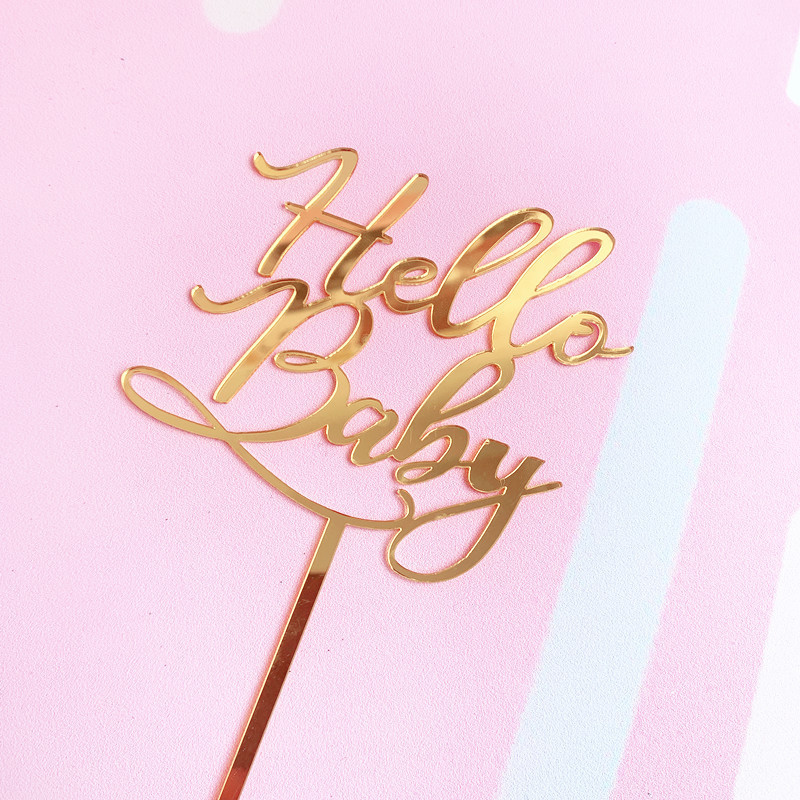 ins Hello Baby akrüülkoogi pealistükk Kuldne palju õnne sünnipäevaks kook Topper Supplies Poiste ja tüdrukute sünnipäevapeo küpsetuskaunistus