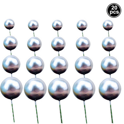 20 τμχ/σετ 2-4 εκ. Μπαλάκι Κέικ Topper Χρυσό Ασημί Cupcake Flags Διακόσμηση κέικ για Baby Shower Διακόσμηση πάρτι γενεθλίων γάμου