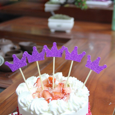 Nou 20 buc/lot de aur prințesă coroană cu sclipici pentru cupcake Topper pentru tort de aniversare pentru băieți, fete, decorațiuni pentru tort