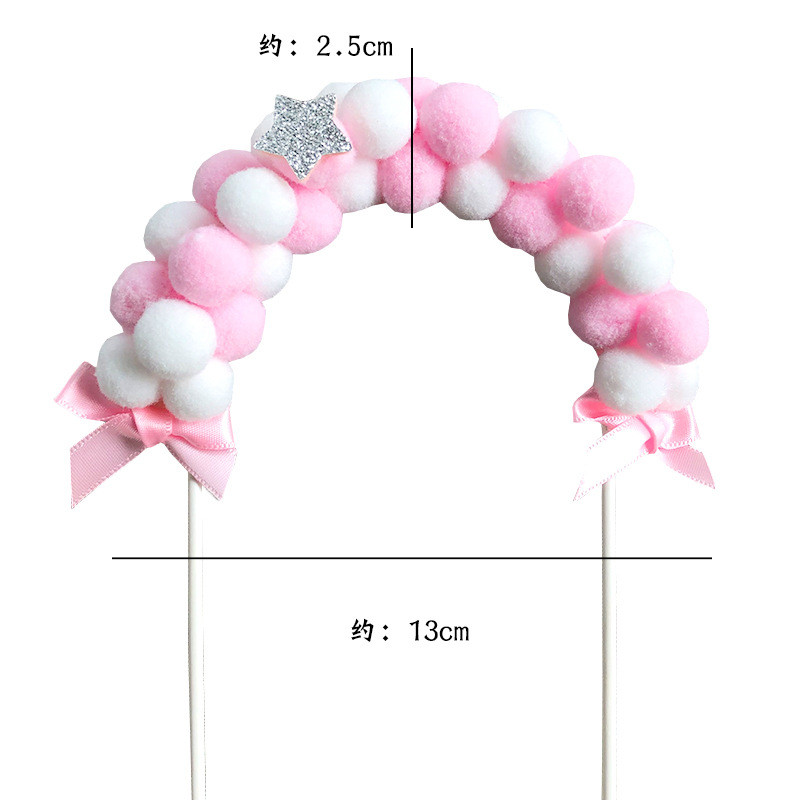 1 vnt Pink Blue Minkštas Pompom Cloud Cake Topper Su gimtadienio vakarėliu „Pasidaryk pats“ torto viršaus vėliavėlių dekoravimas, skirtas „Cake Topper“ festivaliui Naujieji metai