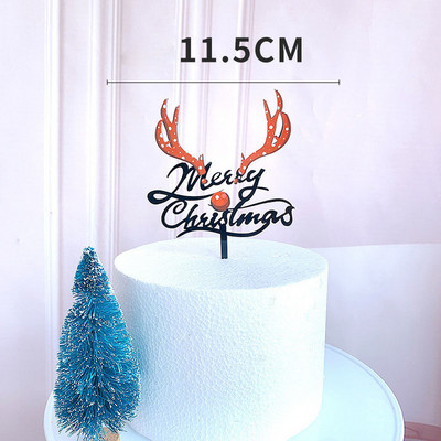 2 bucăți Topper acrilic pentru tort de Crăciun Fericit, aur, cerb, coarne de elan, acrilic, pentru decorațiuni de tort pentru petrecere, Crăciun 2021