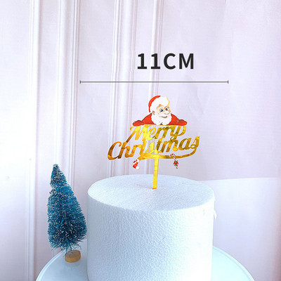 2 bucăți Topper acrilic pentru tort de Crăciun Fericit, aur, cerb, coarne de elan, acrilic, pentru decorațiuni de tort pentru petrecere, Crăciun 2021