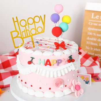8Pcs/set Clay Ball Cake Topper Macaron Pink Blue Ball Cake Decorating Supplies for Wedding Birthday Cake Decoration