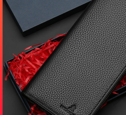 Portofel elegant din piele ecologică pentru bărbați, cu inscripție