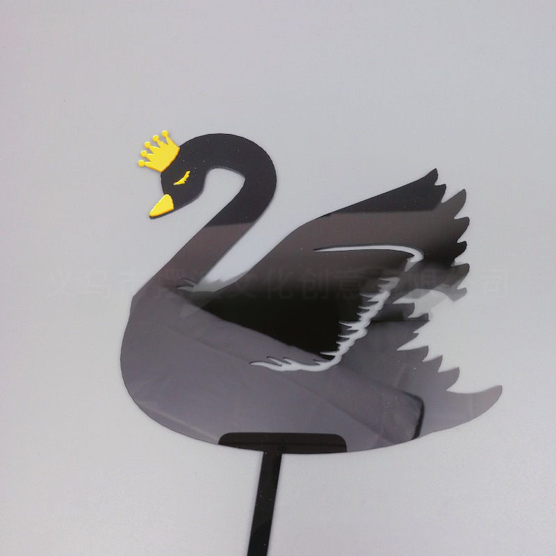 Ins Beautiful Swan DIY Acrilic Cake Topper Coroana alb și negru Cake Topper pentru decorațiuni de tort pentru petrecerea de nuntă de naștere