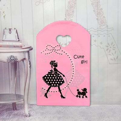 50 τμχ/παρτίδα Διάφορα μοτίβα κοσμήματα Πλαστική τσάντα σε σχήμα καρδιάς Οβάλ λαβές Μίνι τσάντα συσκευασίας δώρου Κατάστημα μικρές τσάντες αγορών