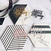 INS palju õnne sünnipäevaks akrüülist koogipealne roosa ringikujuline kahekihiline tassikoogipealne sünnipäevapeokoogikaunistusteks Baby Shower