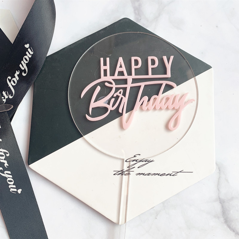 INS palju õnne sünnipäevaks akrüülist koogipealne roosa ringikujuline kahekihiline tassikoogipealne sünnipäevapeokoogikaunistusteks Baby Shower