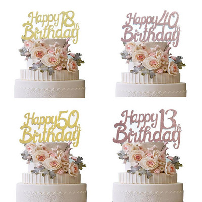 Νέο χαρτόνι Gold Number 18 40 50 13 16 21 10th Happy Brithday Cake Topper For Brithday Party Cake Decoration