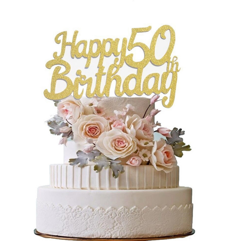 Νέο χαρτόνι Gold Number 18 40 50 13 16 21 10th Happy Brithday Cake Topper For Brithday Party Cake Decoration