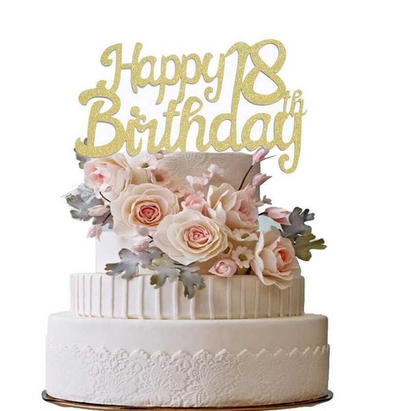 Νέο χαρτόνι Gold Number 18 40 50 13 16 21 10th Happy Brithday Cake Topper For Brithday Party Cake Decoration