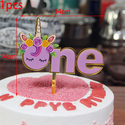 1 ΤΕΜ. Ακρυλικό Unicorn Topper Cute Flamingo Happy Birthday Cake Topper For Kids Birthday Unicorn Cake Topper