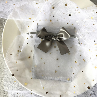 10 τμχ Τσάντα Organza Exquisite τσάντα πεταλούδας Τσάντες από νήμα κορδόνι Δίχτυ πουγκί Τσάντες συσκευασίας κοσμημάτων Δώρο γάμου