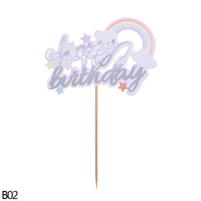 1/3/5 buc. Ornament pentru tort La mulți ani, drăguț, curcubeu, pentru cupcake, pentru copii, pentru ziua de naștere, pentru prăjituri pentru petrecere, accesorii de decorare de sus