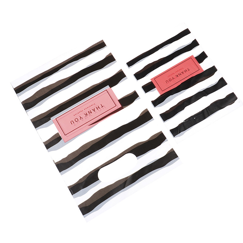 Hulgimüük 50 tk/partii uus disain musta ja valge triibulised kotid pakend kingitus Väikesed plastikust ehtekotid Aitäh