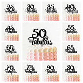 50 & Fabulous Cake Topper 35 40 45 55 60 70 80 90 Birthday Cake Topper Gold Glitter Picks Αξεσουάρ για πάρτι Επετειακή διακόσμηση