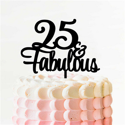 50 & Fabulous Cake Topper 35 40 45 55 60 70 80 90 Birthday Cake Topper Gold Glitter Picks Αξεσουάρ για πάρτι Επετειακή διακόσμηση
