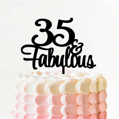 50 & Fabulous Cake Topper 35 40 45 55 60 70 80 90 Birthday Cake Topper Gold Glitter Picks Αξεσουάρ για πάρτι Επετειακή διακόσμηση