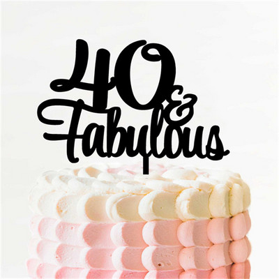 50 & Fabulous Cake Topper 35 40 45 55 60 70 80 90 Birthday Cake Topper Gold Glitter Picks Αξεσουάρ για πάρτι Επετειακή διακόσμηση