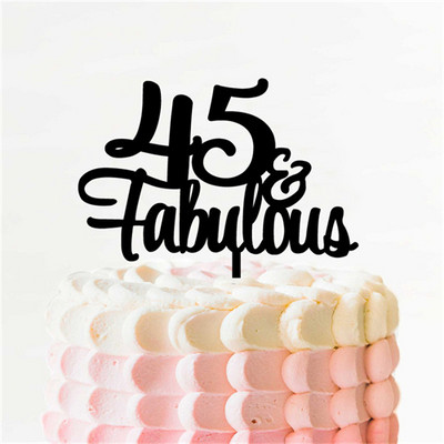 50 & Fabulous Cake Topper 35 40 45 55 60 70 80 90 Birthday Cake Topper Gold Glitter Picks Αξεσουάρ για πάρτι Επετειακή διακόσμηση