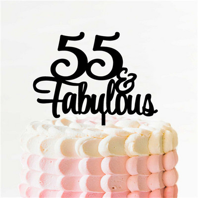 50 & Fabulous Cake Topper 35 40 45 55 60 70 80 90 Birthday Cake Topper Gold Glitter Picks Αξεσουάρ για πάρτι Επετειακή διακόσμηση