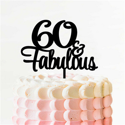50 & Fabulous Cake Topper 35 40 45 55 60 70 80 90 Birthday Cake Topper Gold Glitter Picks Αξεσουάρ για πάρτι Επετειακή διακόσμηση